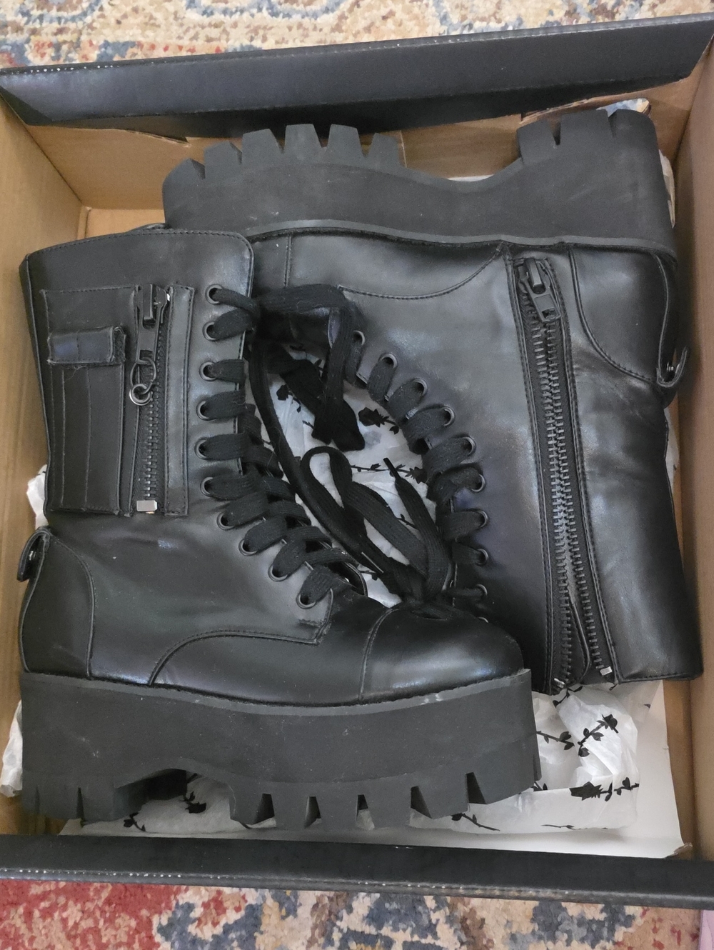 Dollskill Postr Girl Chunky Black Platform Combat Boots